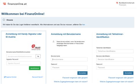 finanzonline anmeldung online handy signatur
